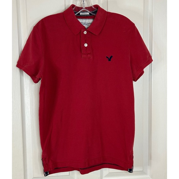 American Eagle Outfitters Mens Polo Shirt Athletic Fit Red Size Small S Casual - Picture 1 of 13